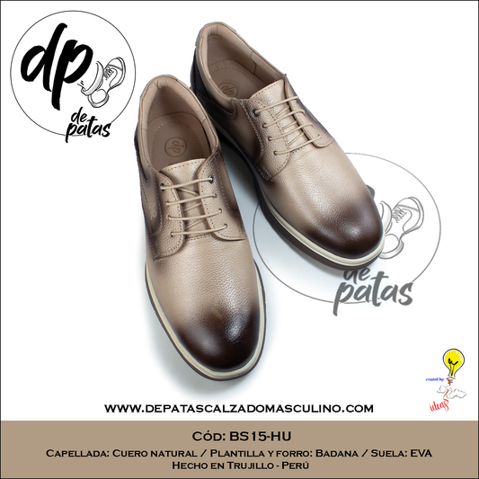 Derby casual, plantilla y forro de badana, suela EVA (BS15-HU) horma exacta