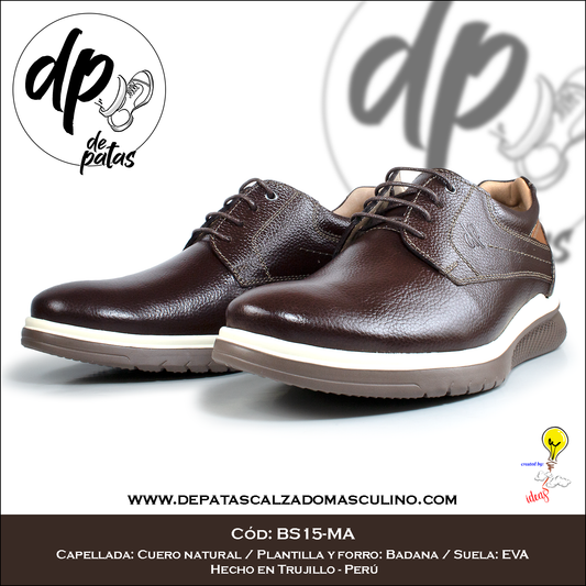Derby casual, plantilla y forro de badana, suela EVA (BS15-MA) horma exacta