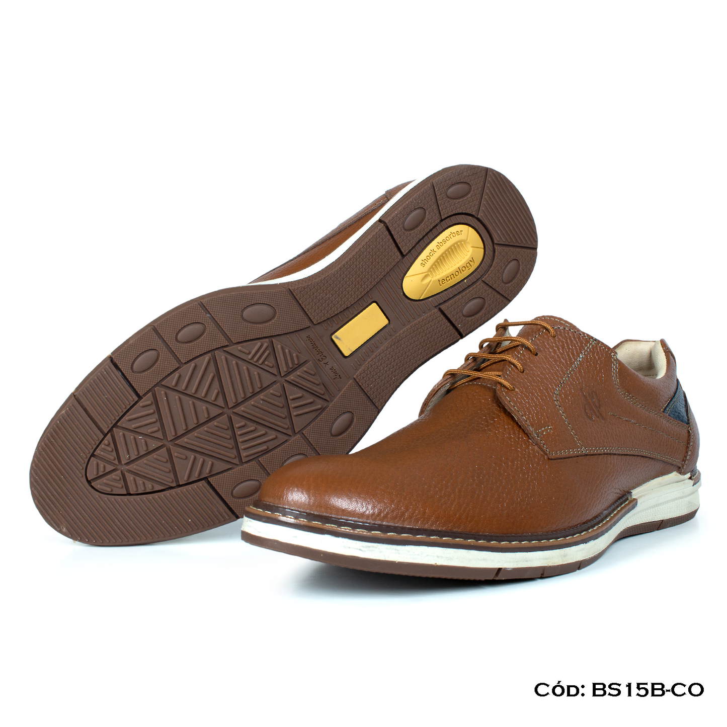 Derby Casual Cuero Lustrable Cobre Suela Caucho— Horma Exacta (BS15B-CO)