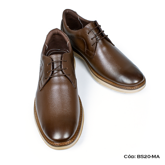 (BS20-MA) Derby Casual Cuero Lustrable Marrón Suela Expanso — Horma Exacta | de patas