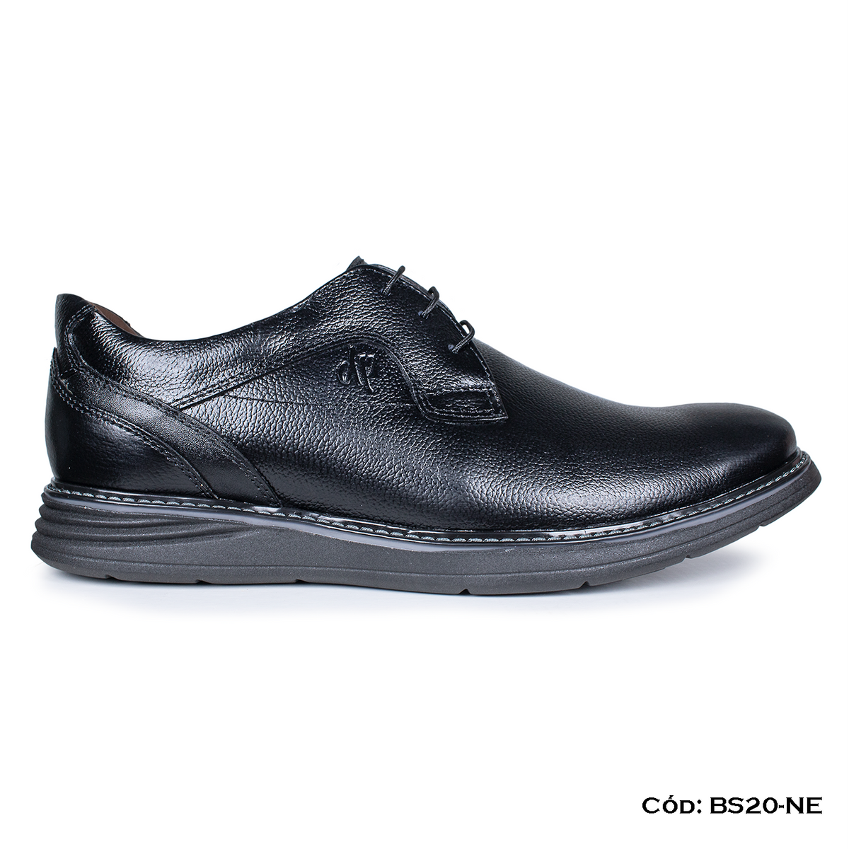 (BS20-NE) Derby Casual Cuero Lustrable Negro Suela Expanso — Horma Exacta | de patas