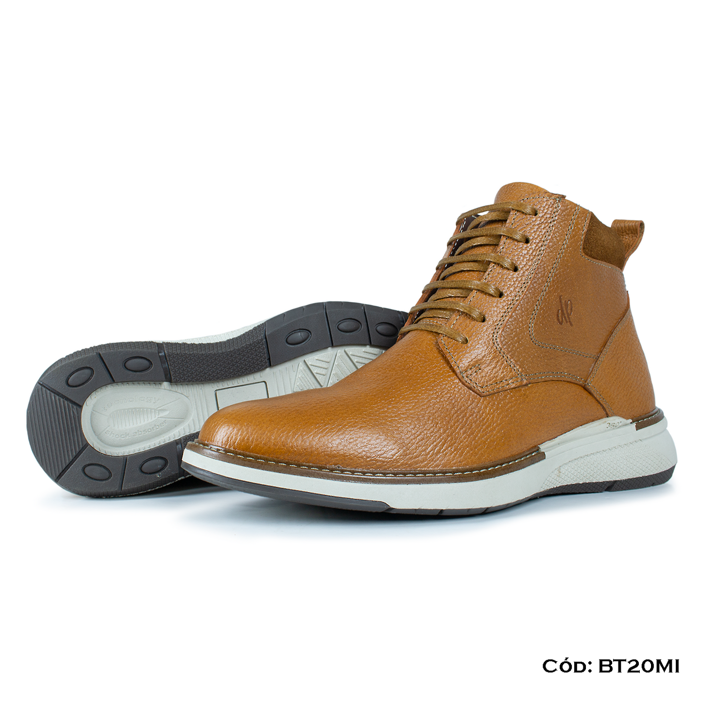 PREMIUM — Botín cuero natural miel estilo casual — Horma Grande (BT20-MI) | De Patas