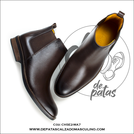 Chelsea Boot, plantilla y forro de badana, suela de caucho (CHSE2-MA7) horma grande
