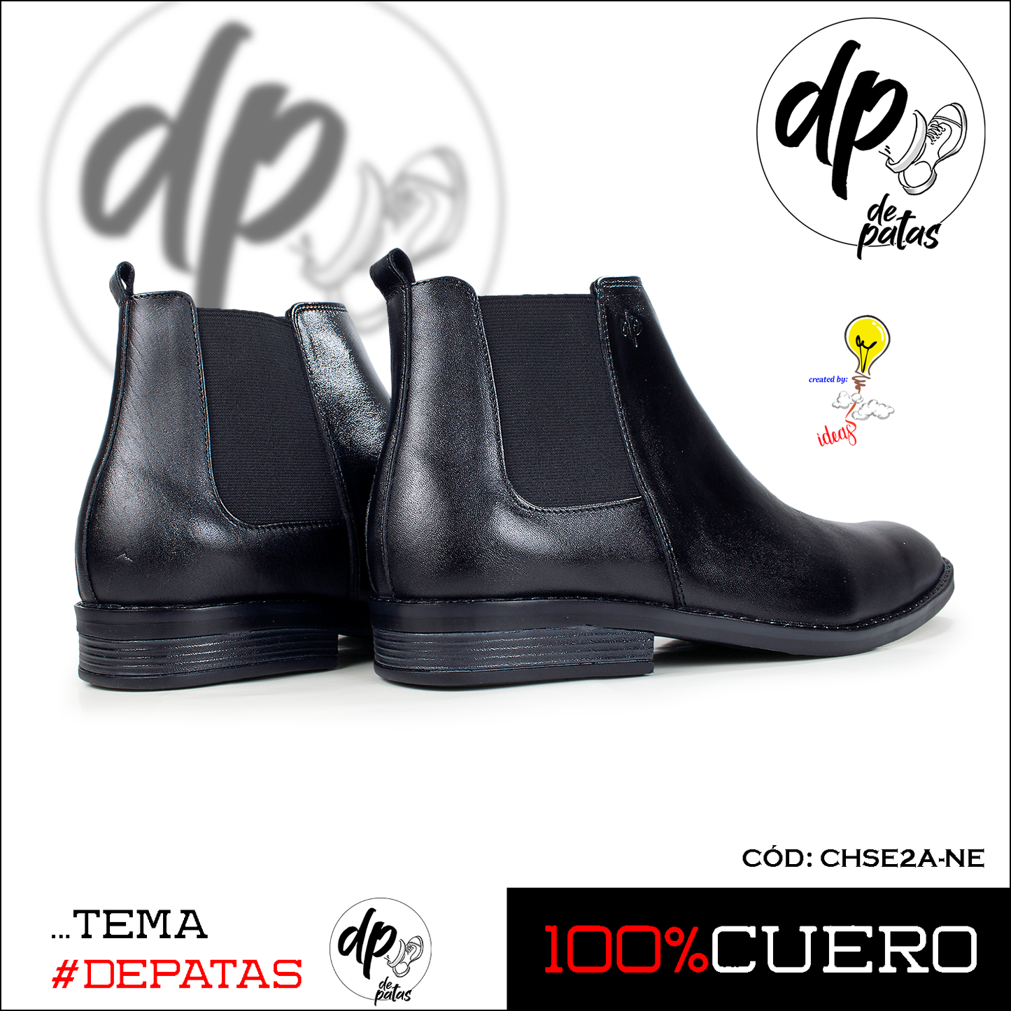 Chelsea Boot, plantilla y forro de badana, suela de caucho (CHSE2A-NE) horma grande