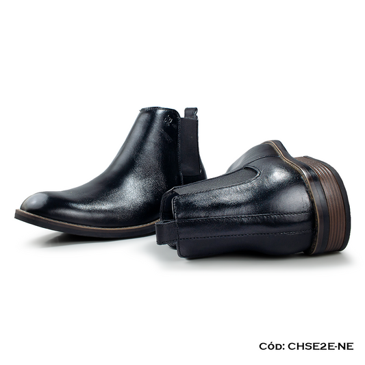 Chelsea Boot Cuero Natural Negro — Horma Grande (CHSE2E-NE)