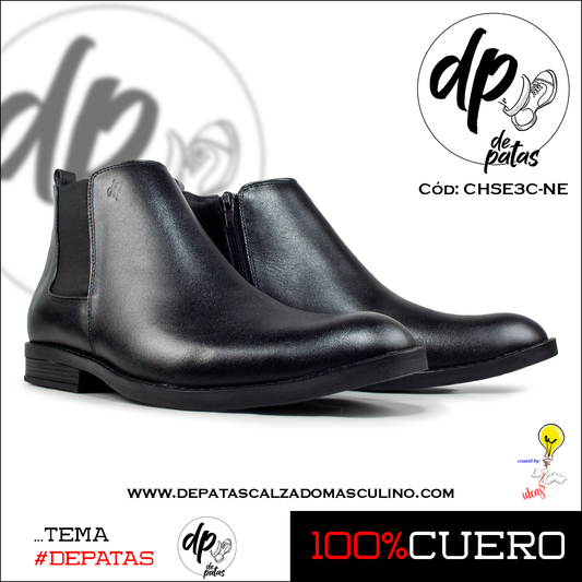 Chelsea Boot, plantilla y forro de badana, suela de caucho (CHSE3C-NE) horma grande