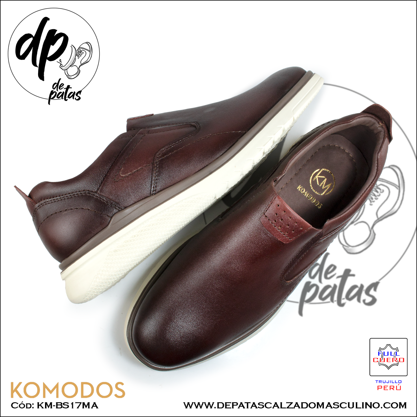 Calzado masculino, estilo casual, full cuero (KM-BS17MA) horma exacta
