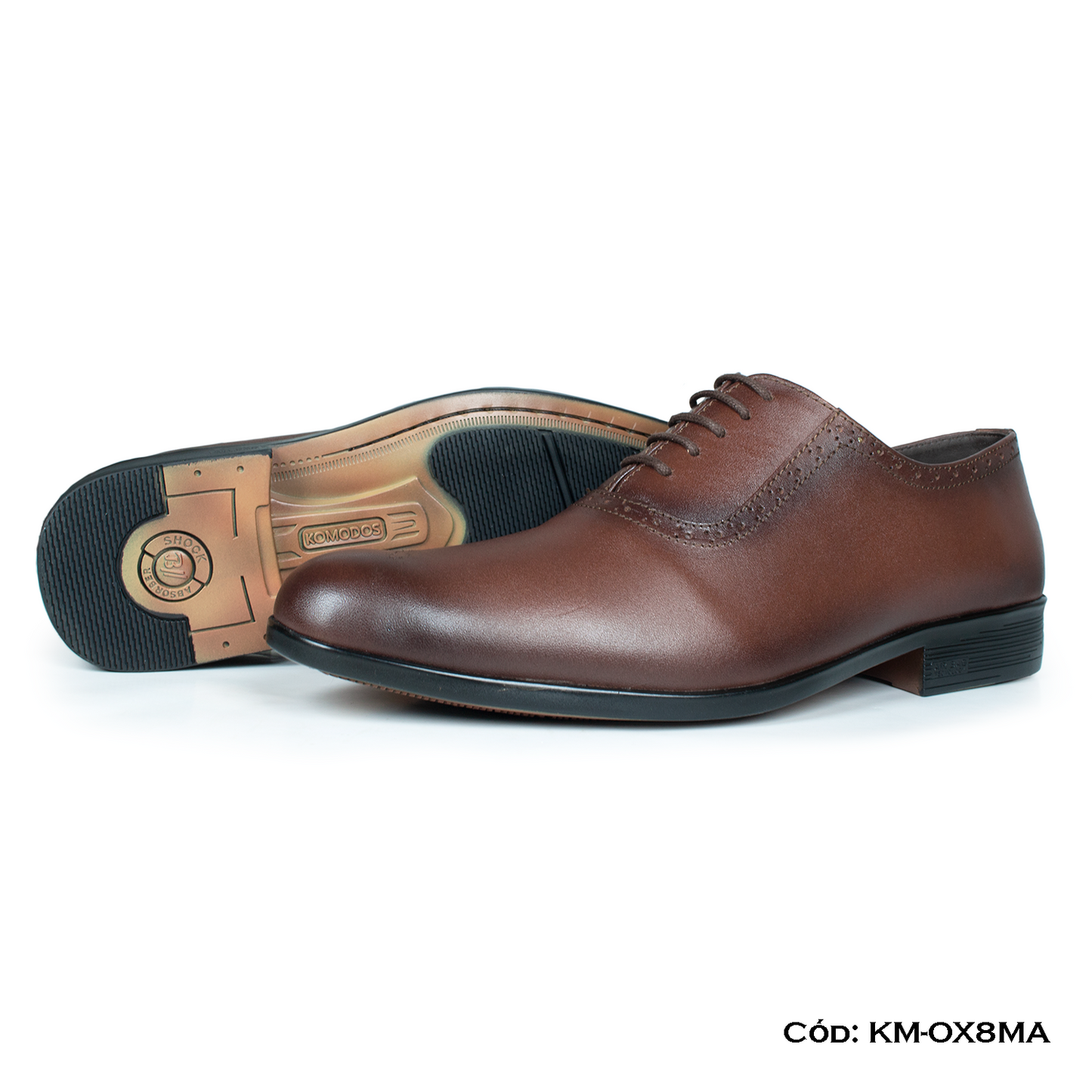 (KM-OX8MA) Calzado de vestir, estilo Oxford, cuero natural, marrón, horma exacta | de patas