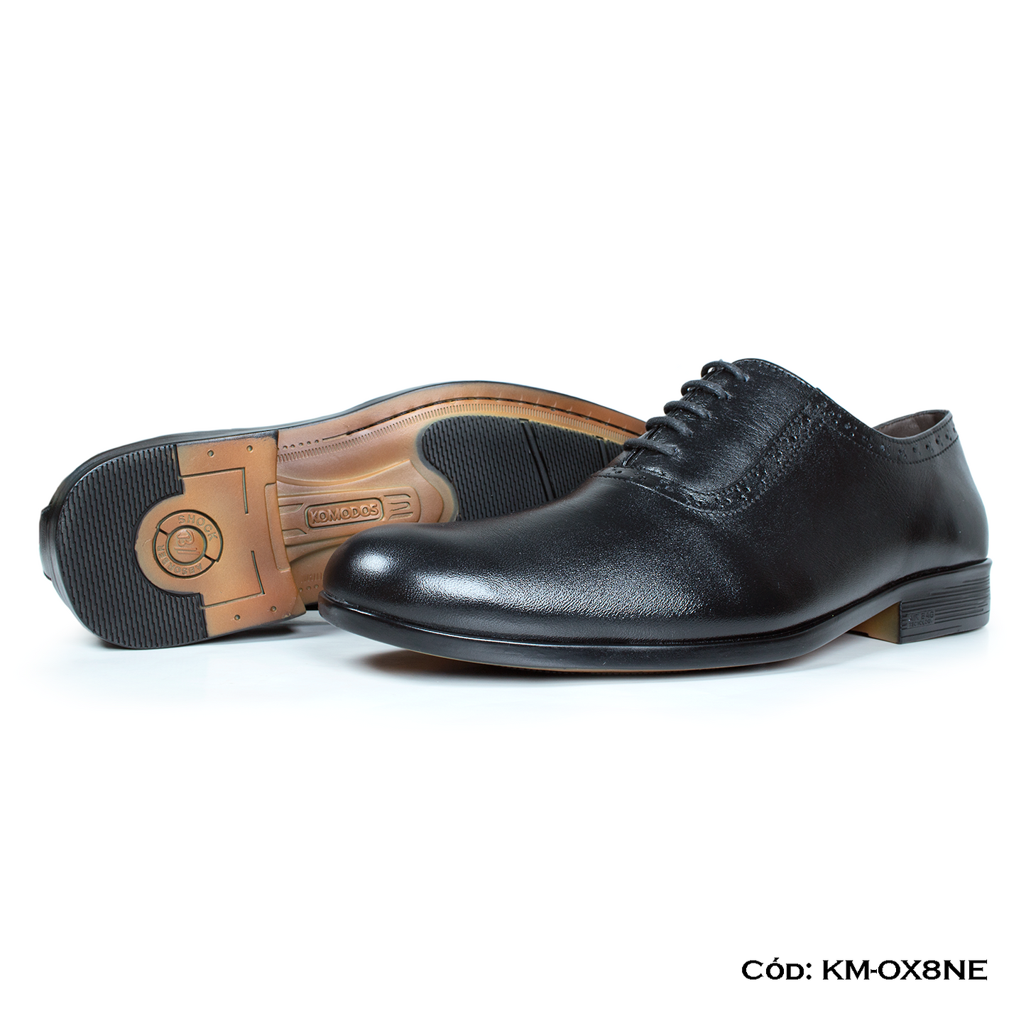 (KM-OX8NE) Calzado de vestir, estilo Oxford, cuero natural, negro, horma exacta | de patas