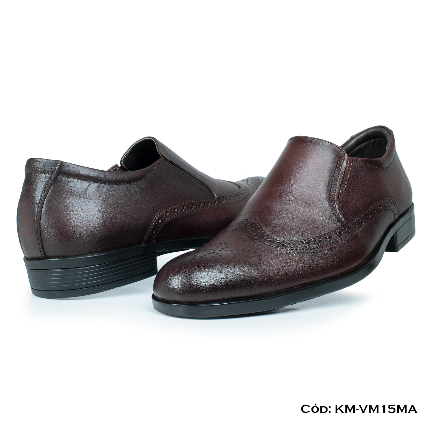 Mocasín de vestir Cuero Lustrable Marrón Suela Caucho — Horma Exacta (KM-VM15MA)