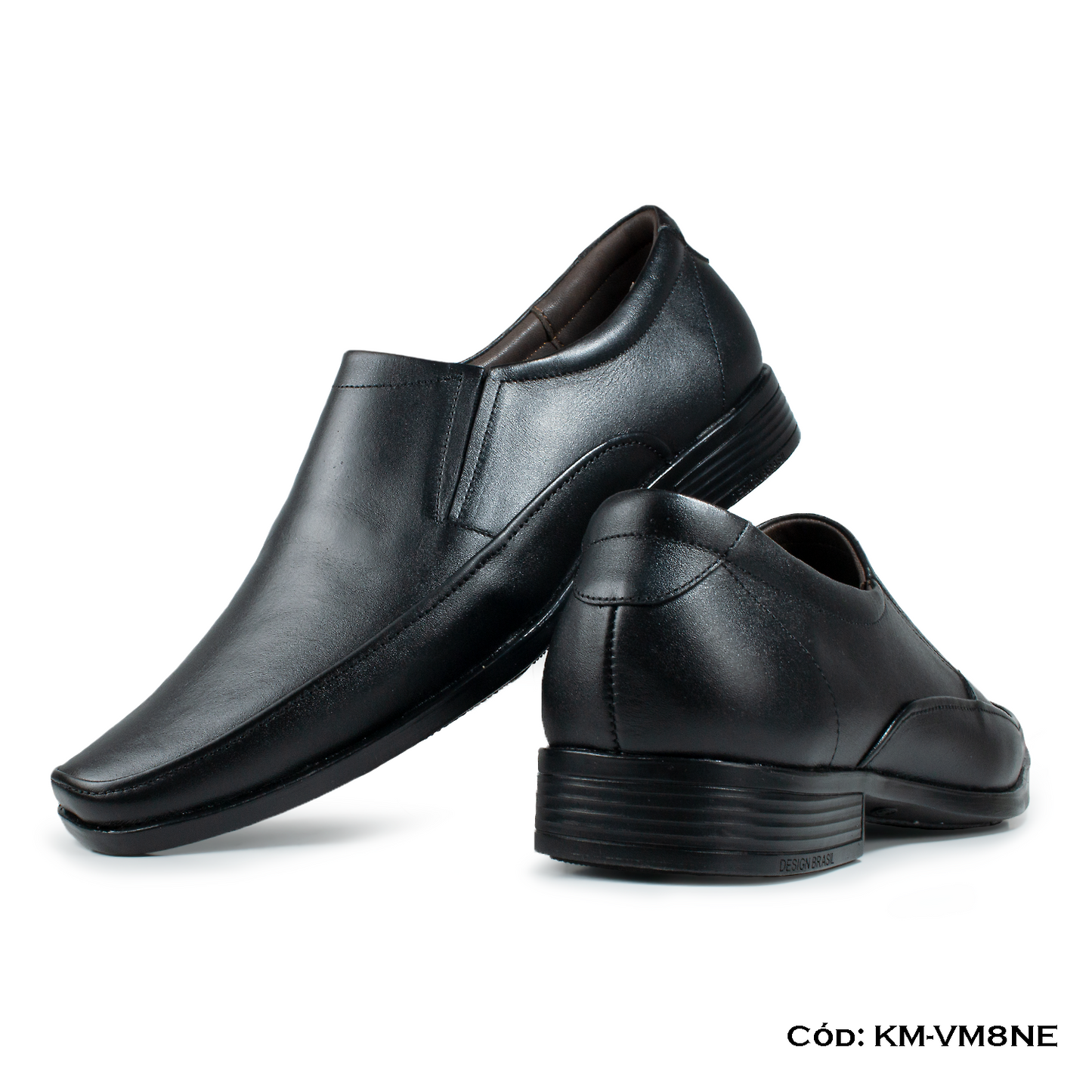 Mocasín Cuero Lustrable Negro — Horma Grande (KM-VM8NE)