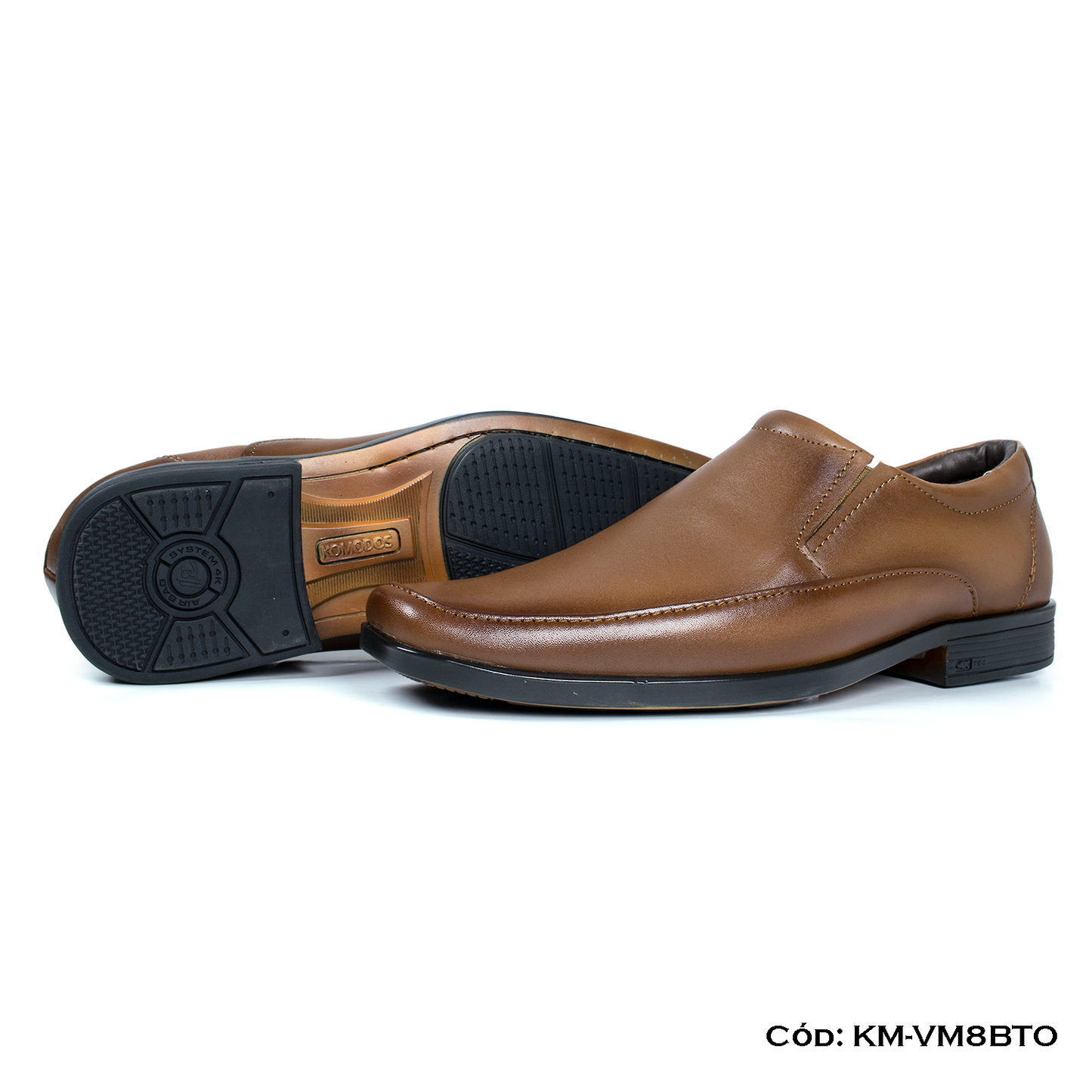 (KM-VM8BTO) Mocasín Cuero Lustrable Toffee Suela Caucho Bicolor — Horma Grande | de patas