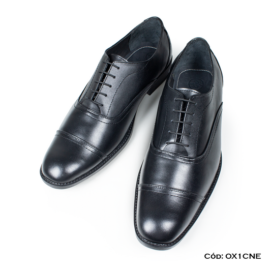 (OX1C-NE) Calzado de vestir, estilo Oxford, cuero natural, negro, horma exacta | de patas