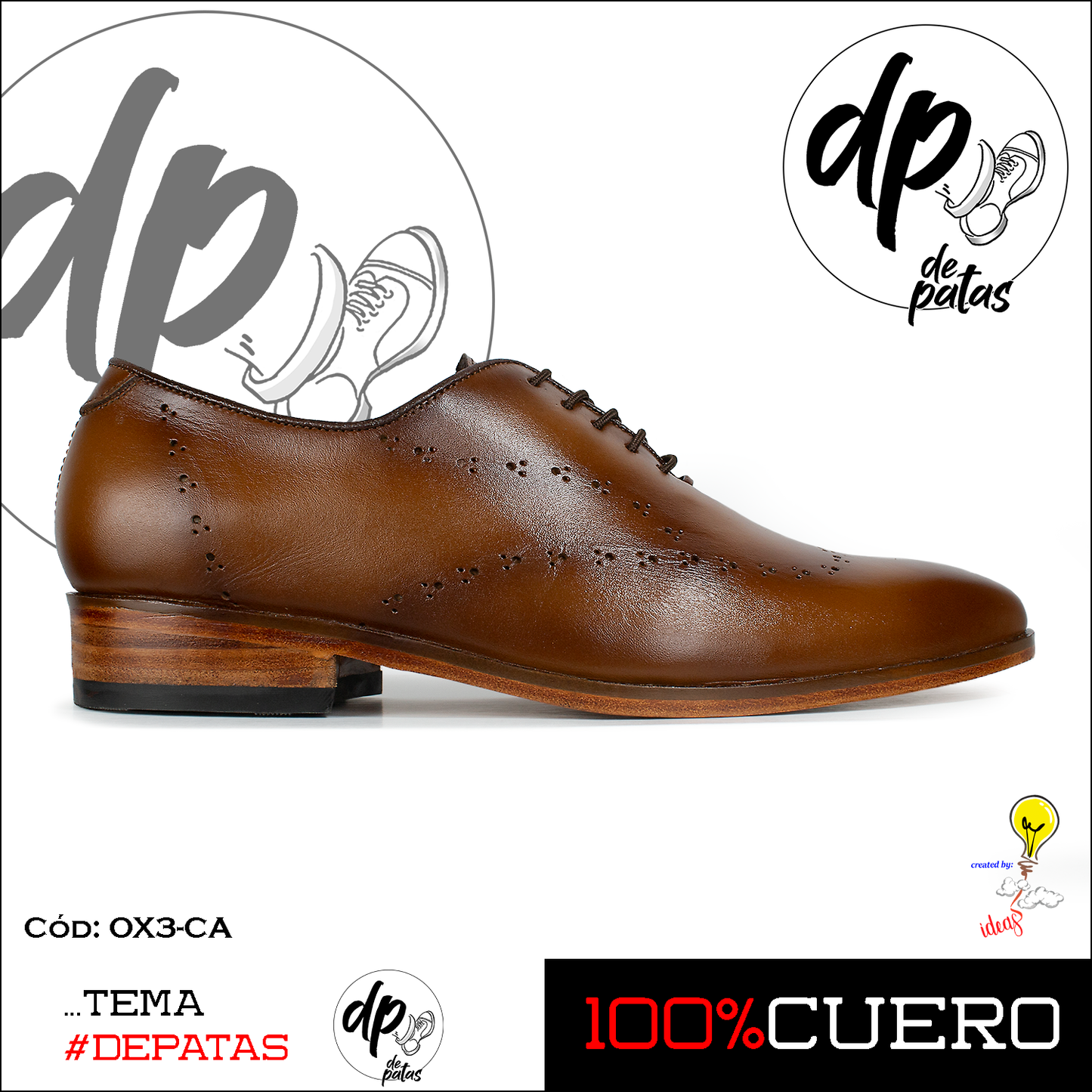 Oxford con suela de cuero, full badana (OX3-CA) horma grande