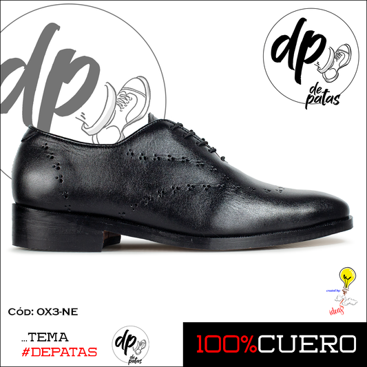 Oxford con suela de cuero, full badana (OX3-NE) horma grande