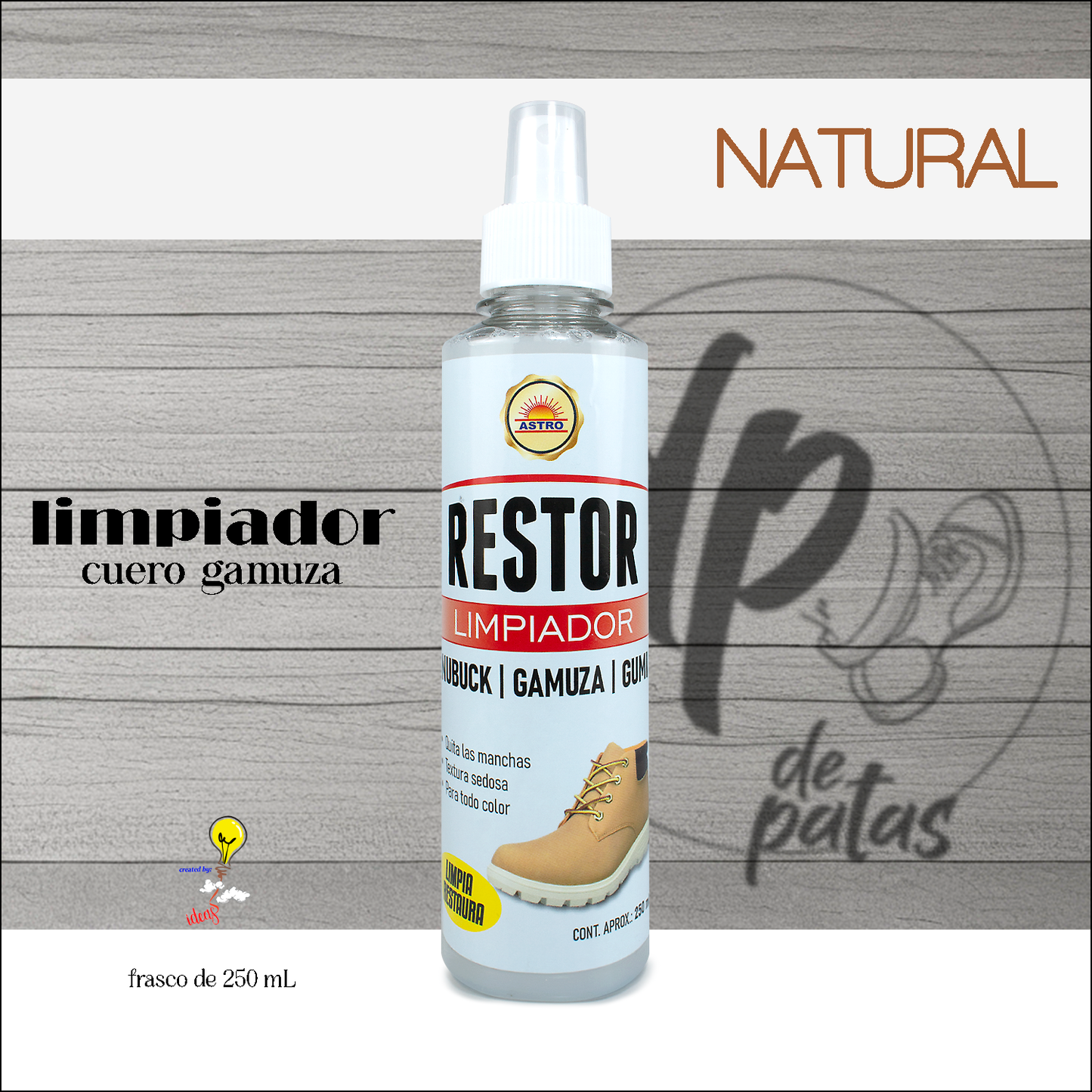 Limpiador de cuero gamuza (RESTOR-NATURAL 250 ML)