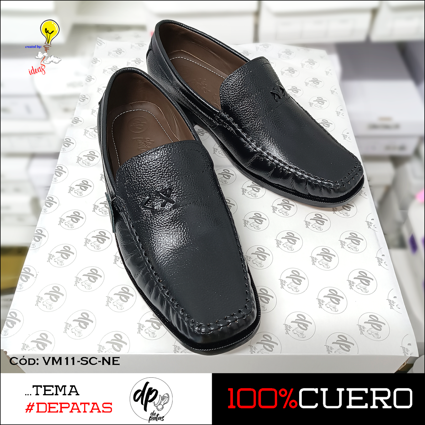 Mocasín de vestir (VM11-SC-NE) horma exacta