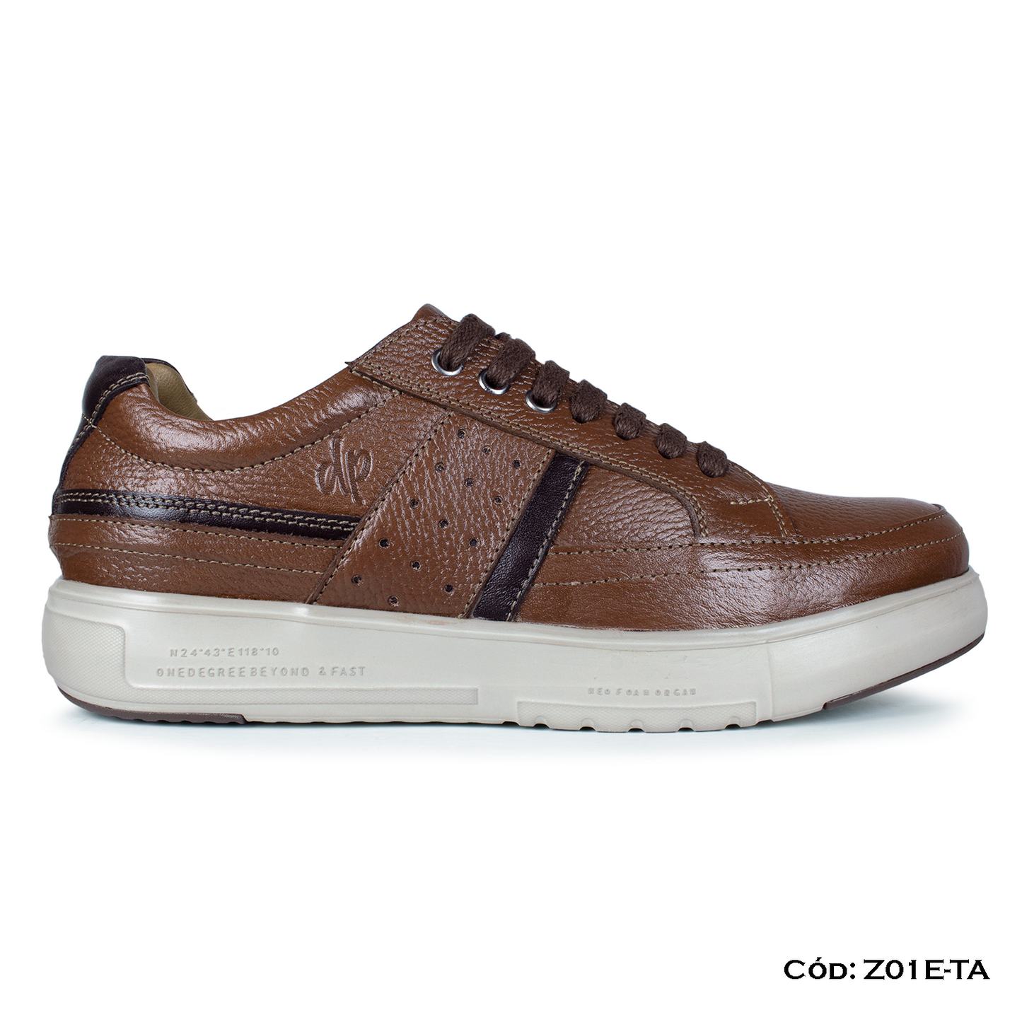 (Z01E-TA) Zapatilla de cuero para hombre, urbano, full badana, suela EVA, horma exacta