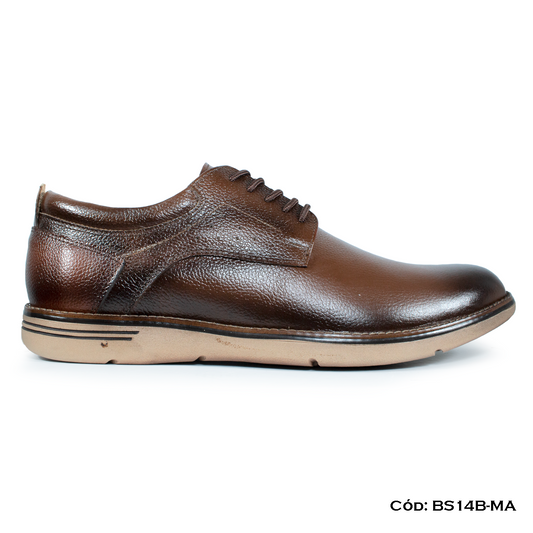 Derby Casual Cuero Lustrable Marrón Suela Expanso — Horma Exacta (BS14B-MA)