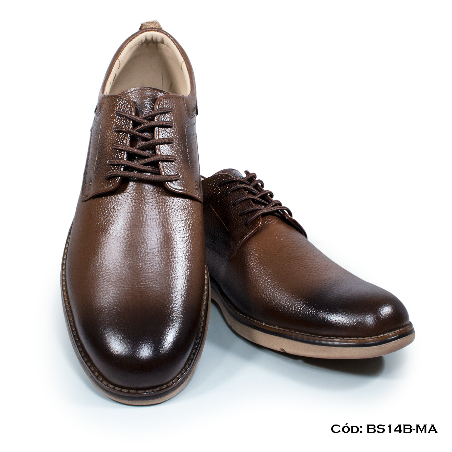 Derby Casual Cuero Lustrable Marrón Suela Expanso — Horma Exacta (BS14B-MA)