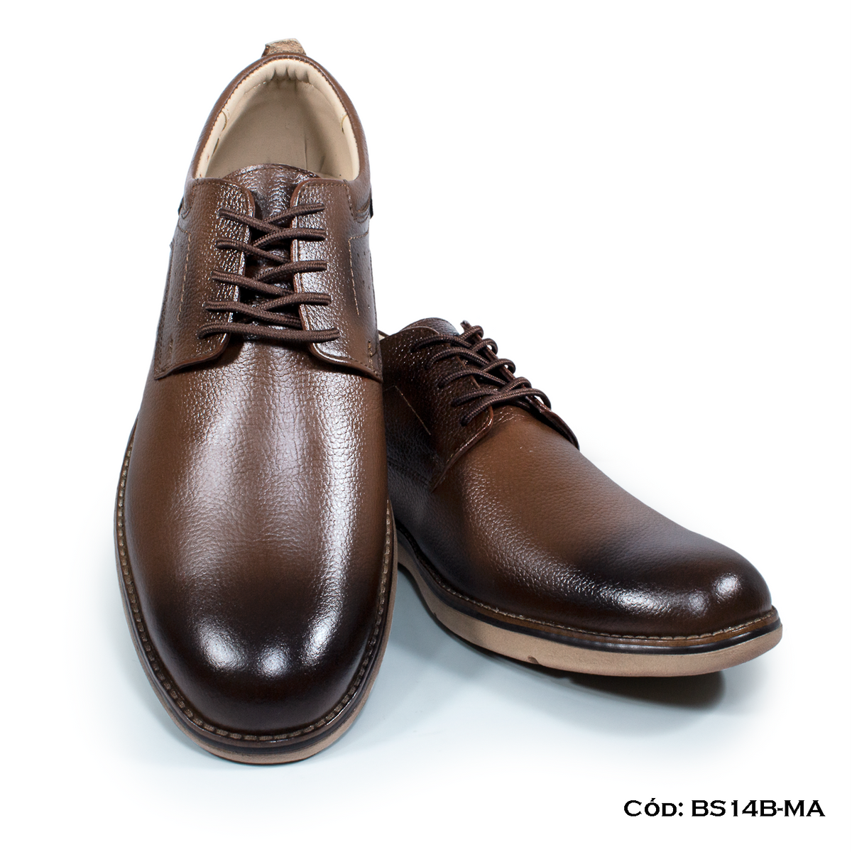 (BS20-MA) Derby Casual Cuero Lustrable Marrón Suela Expanso — Horma Exacta | de patas