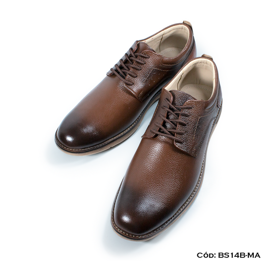 Derby Casual Cuero Lustrable Marrón Suela Expanso — Horma Exacta (BS14B-MA)