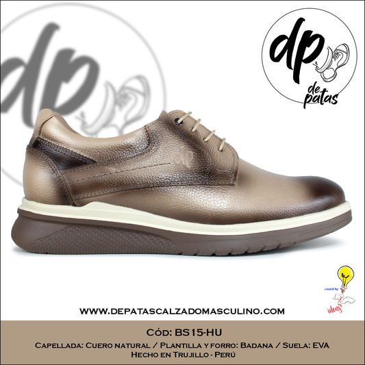 Derby casual, plantilla y forro de badana, suela EVA (BS15-HU) horma exacta