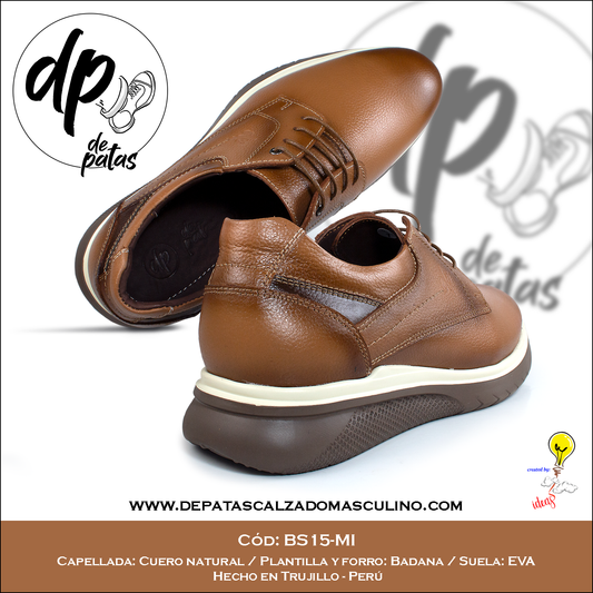 Derby casual, plantilla y forro de badana, suela EVA (BS15-MI) horma exacta