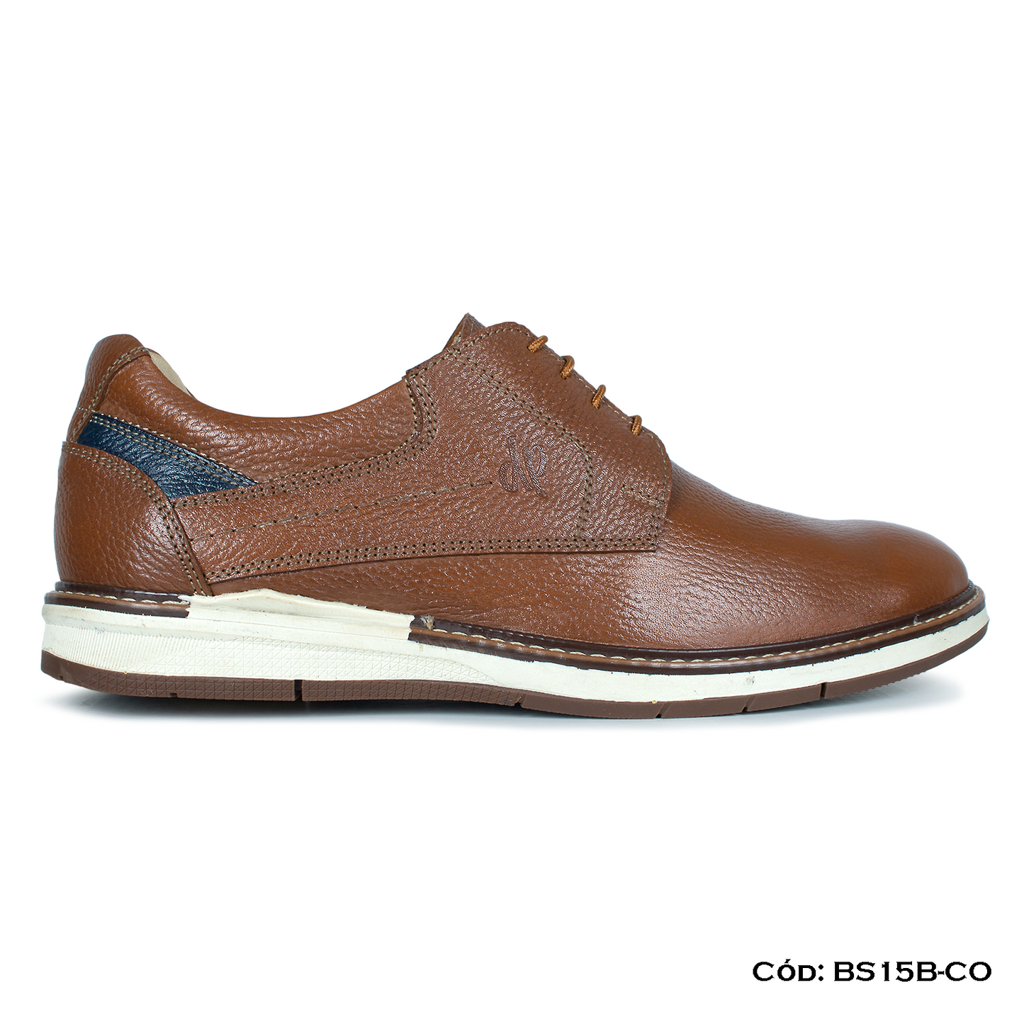Derby Casual Cuero Lustrable Cobre Suela Caucho— Horma Exacta (BS15B-CO)