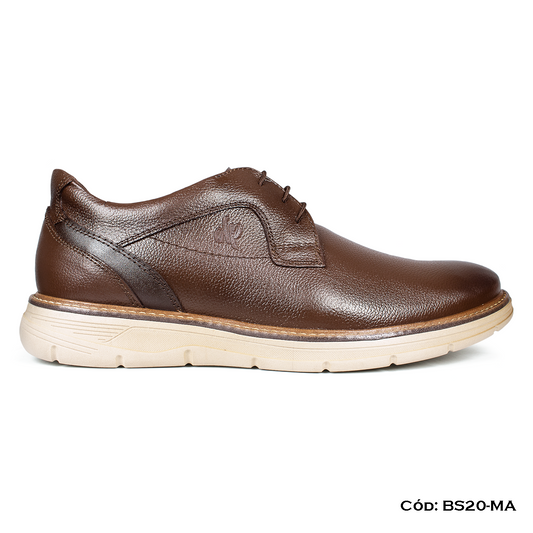 (BS20-MA) Derby Casual Cuero Lustrable Marrón Suela Expanso — Horma Exacta | de patas