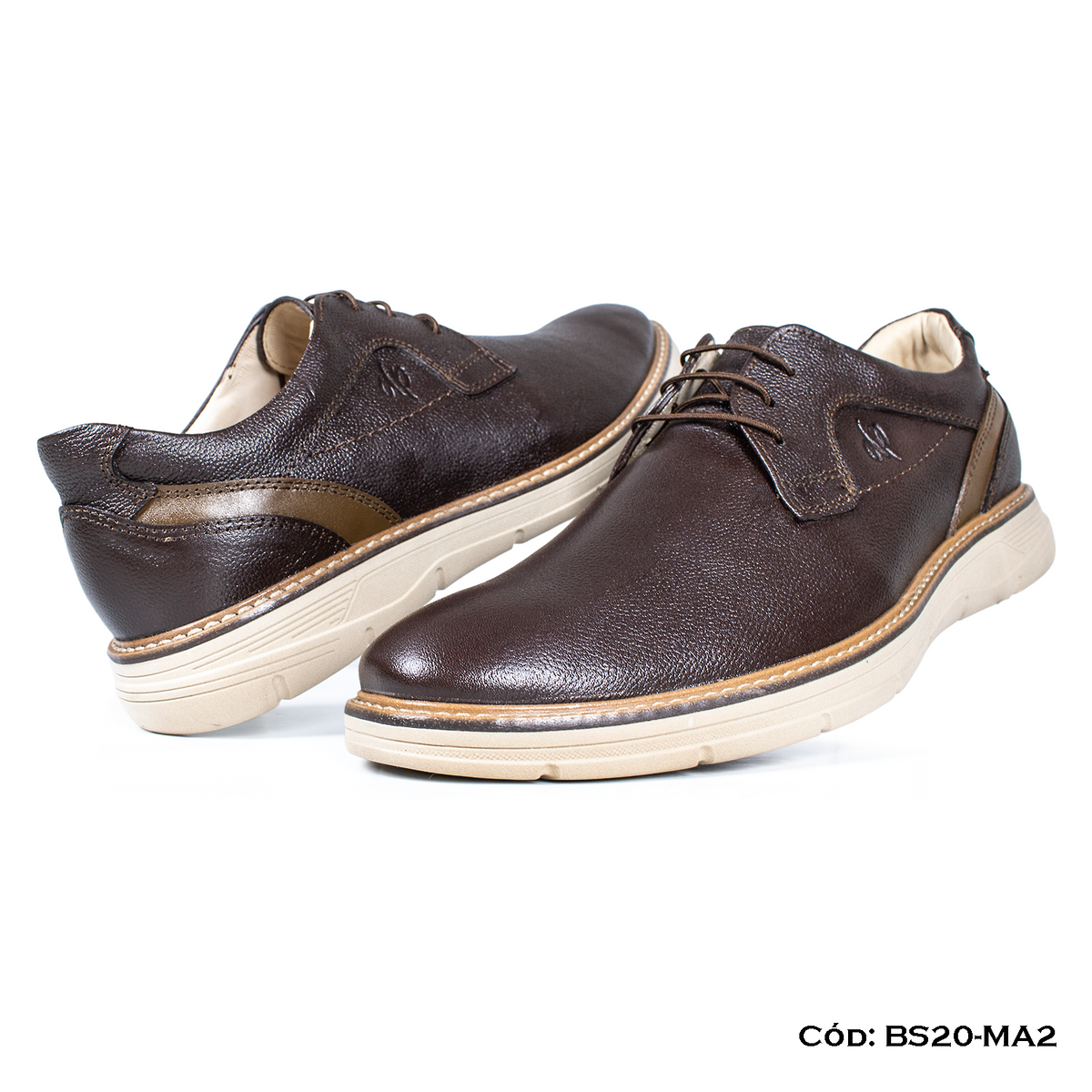 (BS20-MA2) Derby Casual Cuero Lustrable Marrón Suela Expanso — Horma Exacta | de patas