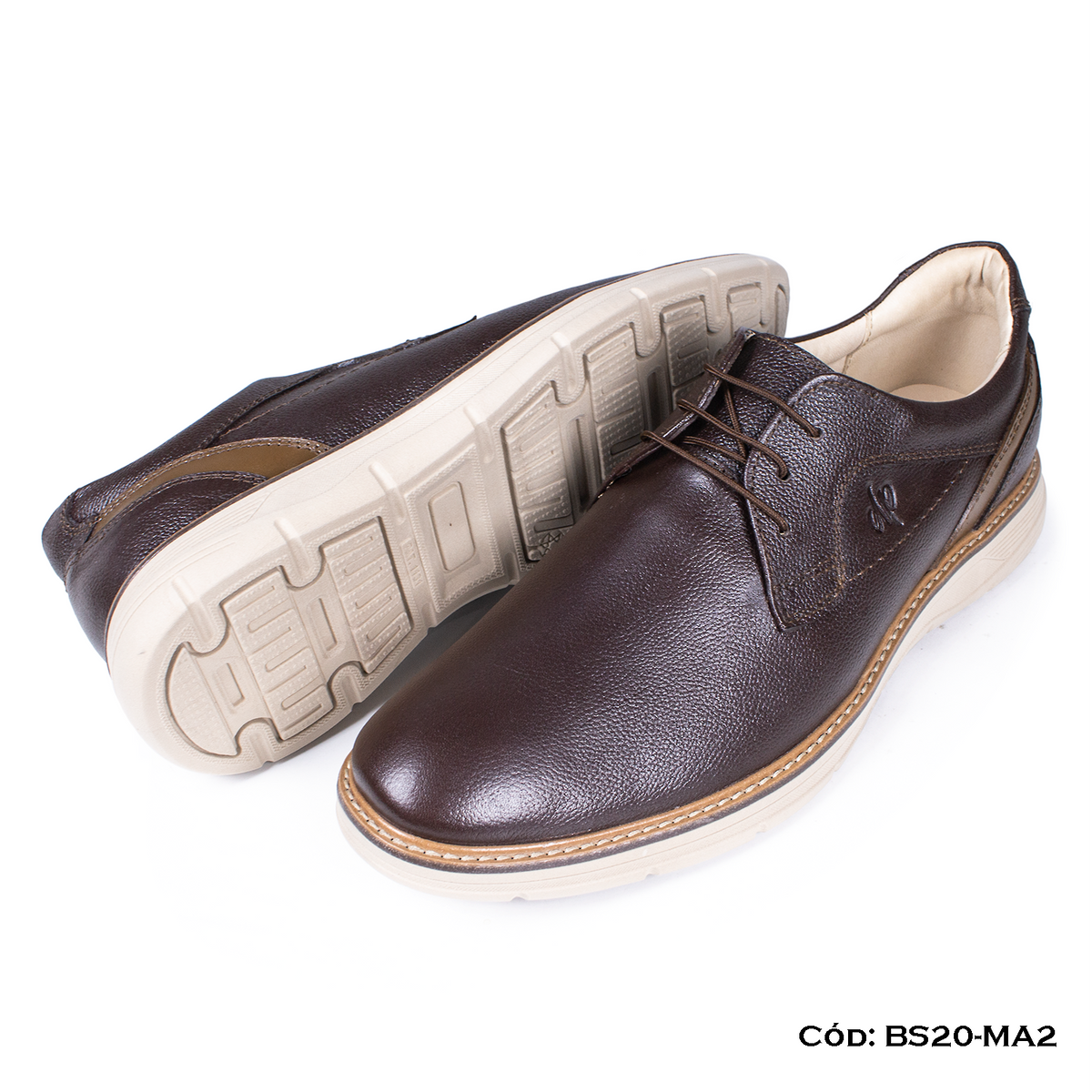 (BS20-MA2) Derby Casual Cuero Lustrable Marrón Suela Expanso — Horma Exacta | de patas