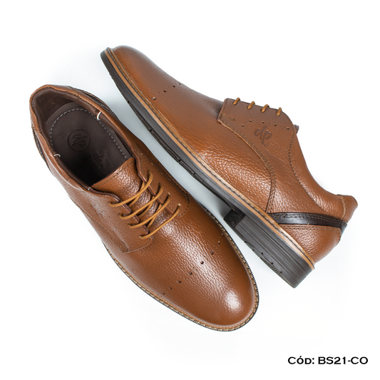 (BS21-CO) Derby Casual Cuero Lustrable Cobre Suela Caucho— Horma Exacta | de patas