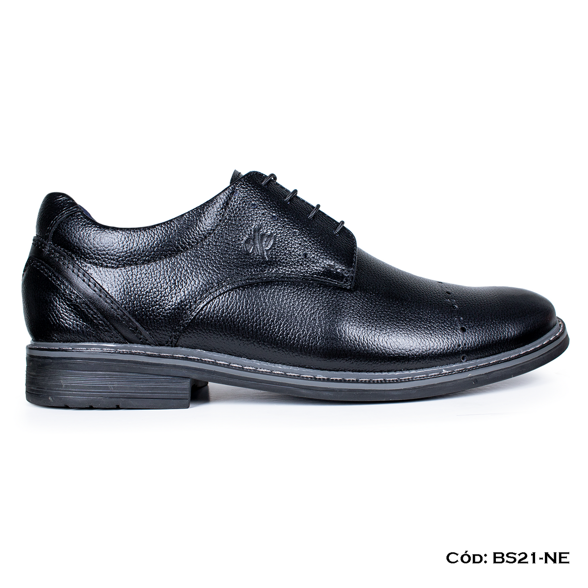 (BS21-NE) Derby Casual Cuero Lustrable Negro Suela Caucho— Horma Exacta | de patas
