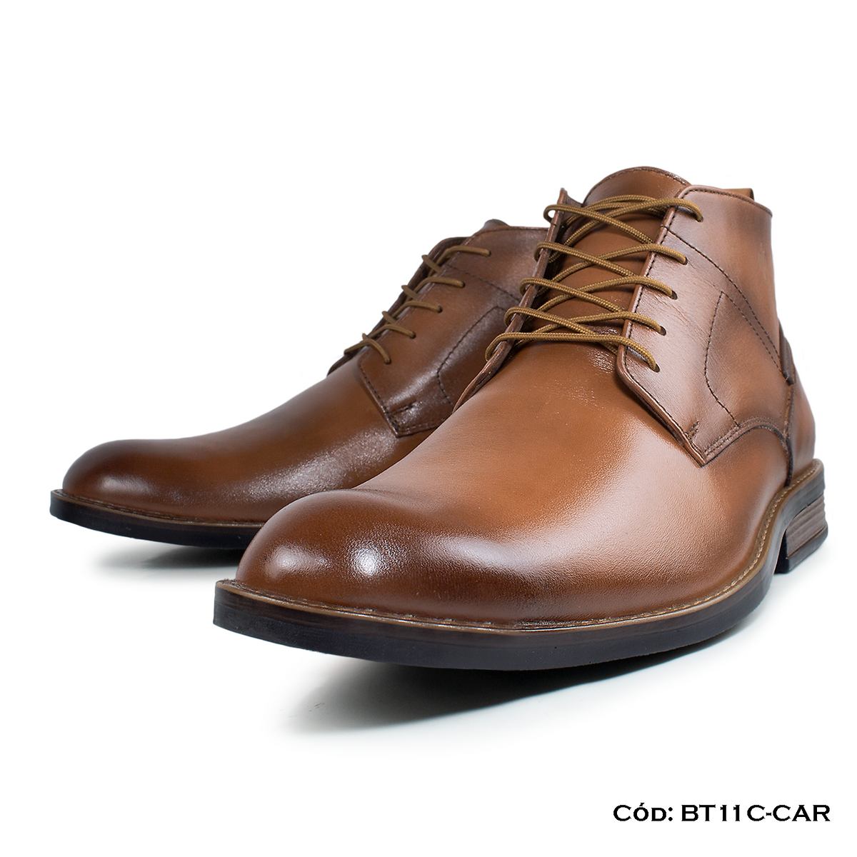 (BT11C-CAR) Botín Cuero Natural Caramelo — Horma Grande | de patas
