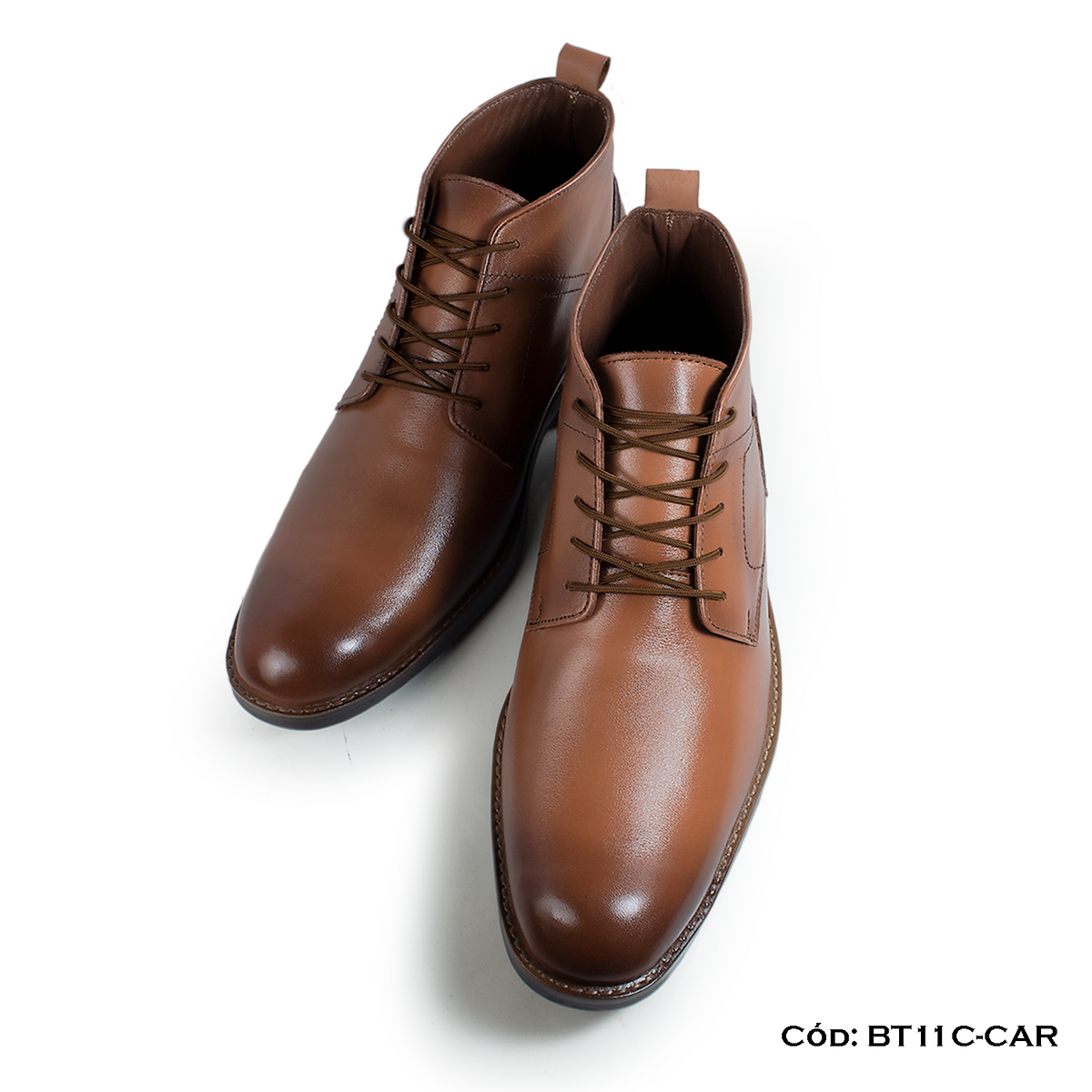 (BT11C-CAR) Botín Cuero Natural Caramelo — Horma Grande | de patas
