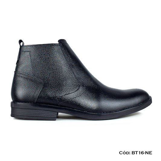 Botín Cuero Natural Negro — Horma Exacta