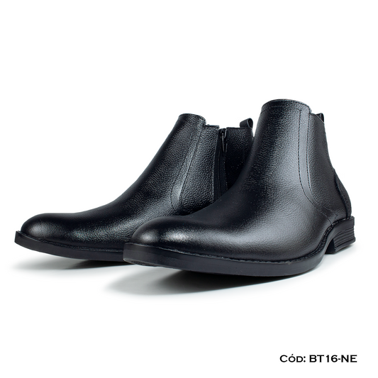 Botín Cuero Natural Negro — Horma Exacta