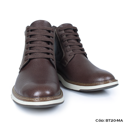 PREMIUM — Botín cuero natural marrón estilo casual — Horma Grande (BT20-MA) | De Patas