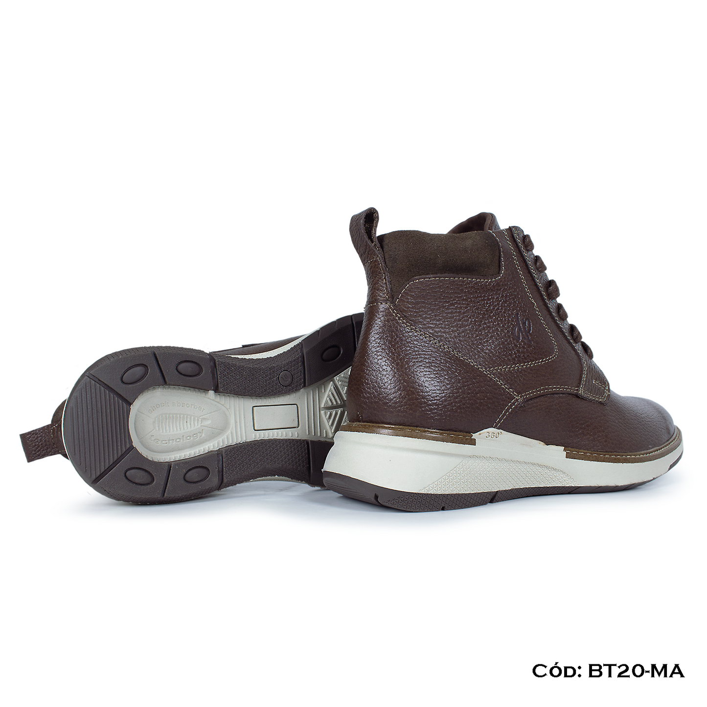 PREMIUM — Botín cuero natural marrón estilo casual — Horma Grande (BT20-MA) | De Patas