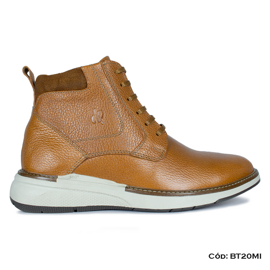 PREMIUM — Botín cuero natural miel estilo casual — Horma Grande (BT20-MI) | De Patas