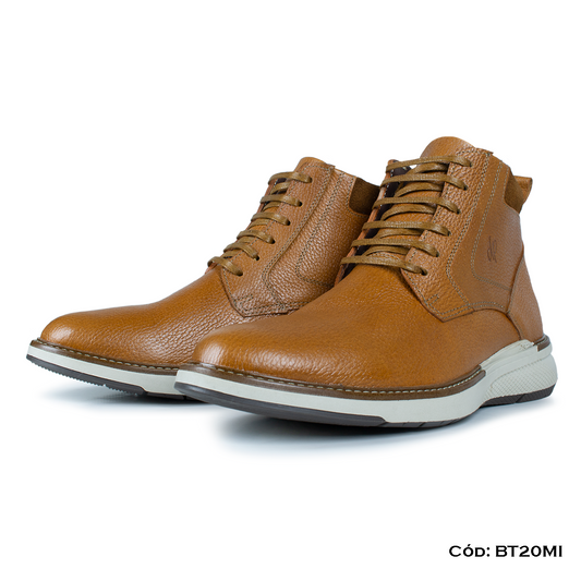 PREMIUM — Botín cuero natural miel estilo casual — Horma Grande (BT20-MI) | De Patas