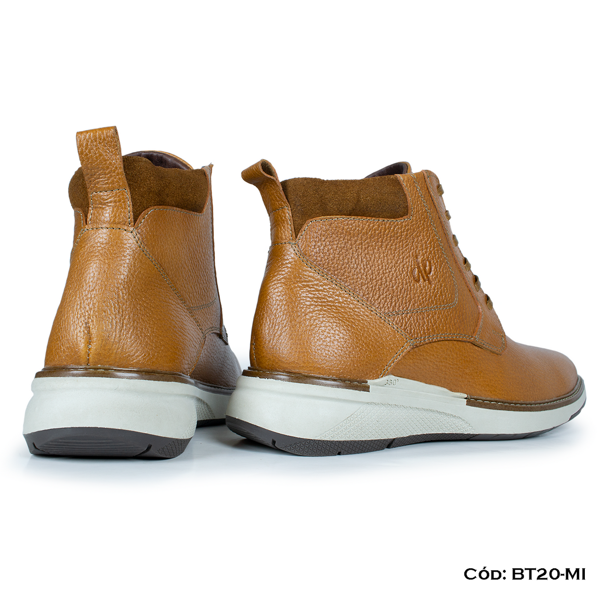 PREMIUM — Botín cuero natural miel estilo casual — Horma Grande (BT20-MI) | De Patas