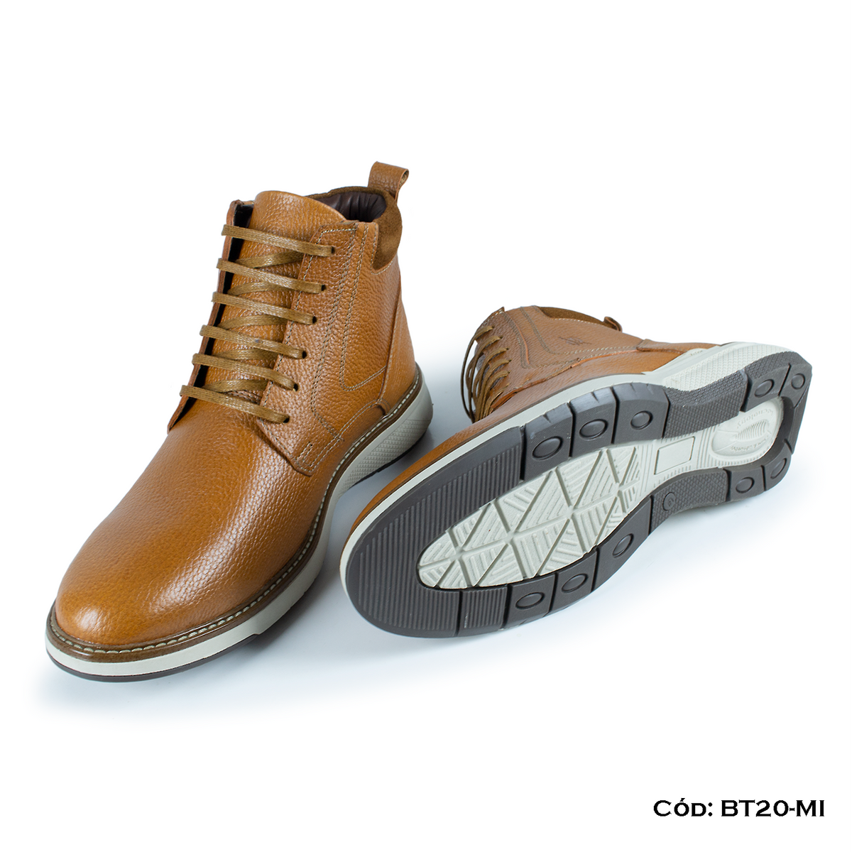 PREMIUM — Botín cuero natural miel estilo casual — Horma Grande (BT20-MI) | De Patas