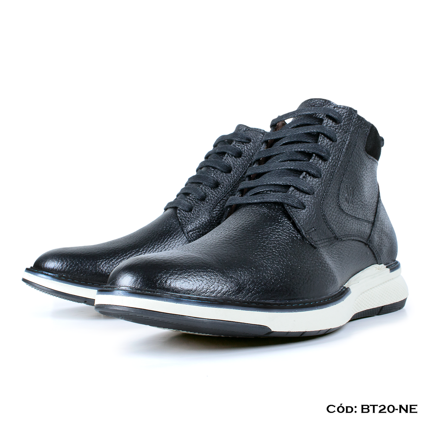PREMIUM — Botín cuero natural negro estilo casual — Horma Grande (BT20-NE) | De Patas
