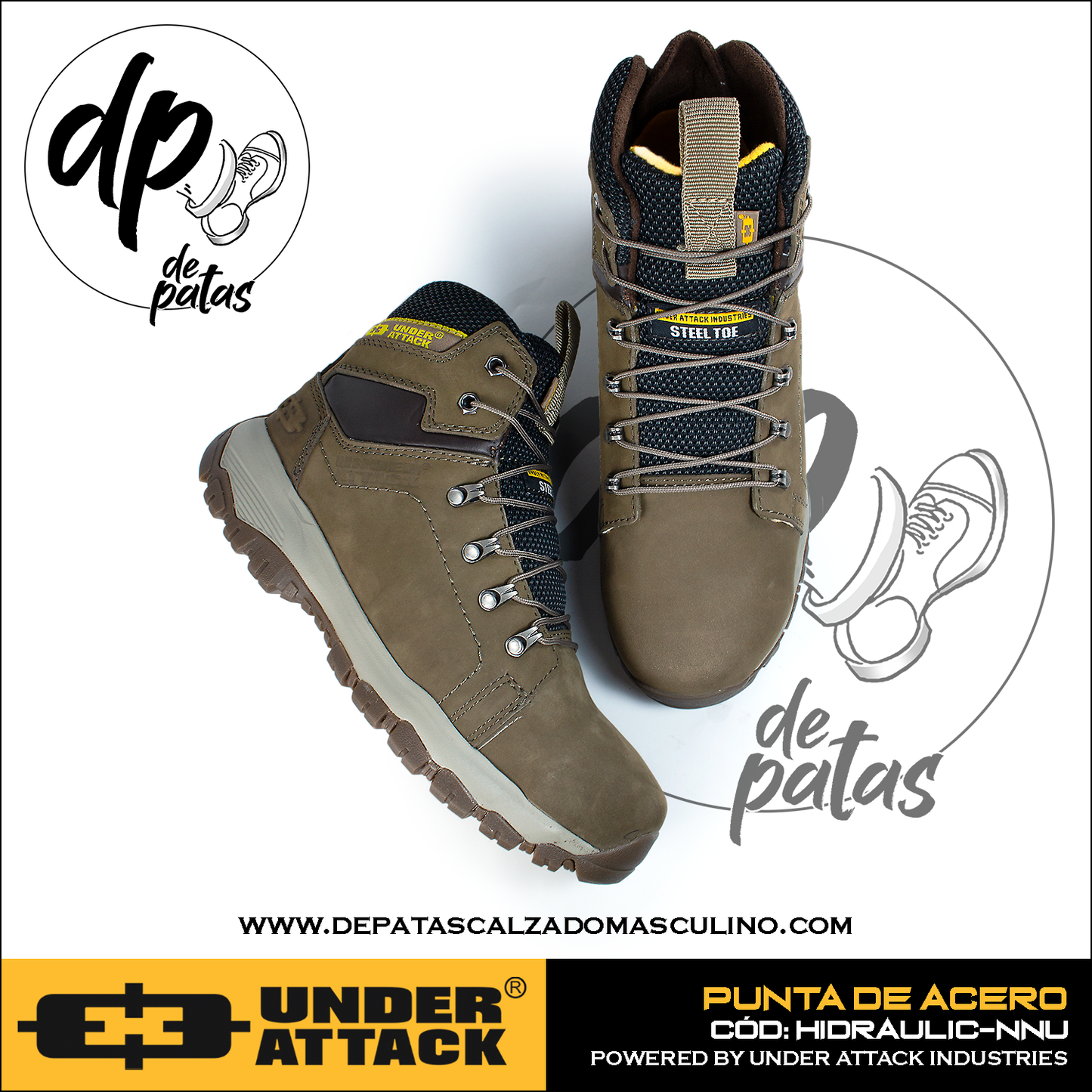 Under Attack botín con punta de acero (HIDRAULIC-NNU) horma exacta