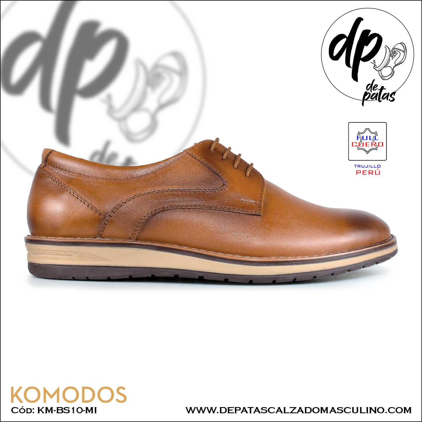 Calzado masculino, estilo casual, full cuero (KM-BS10MI) horma exacta