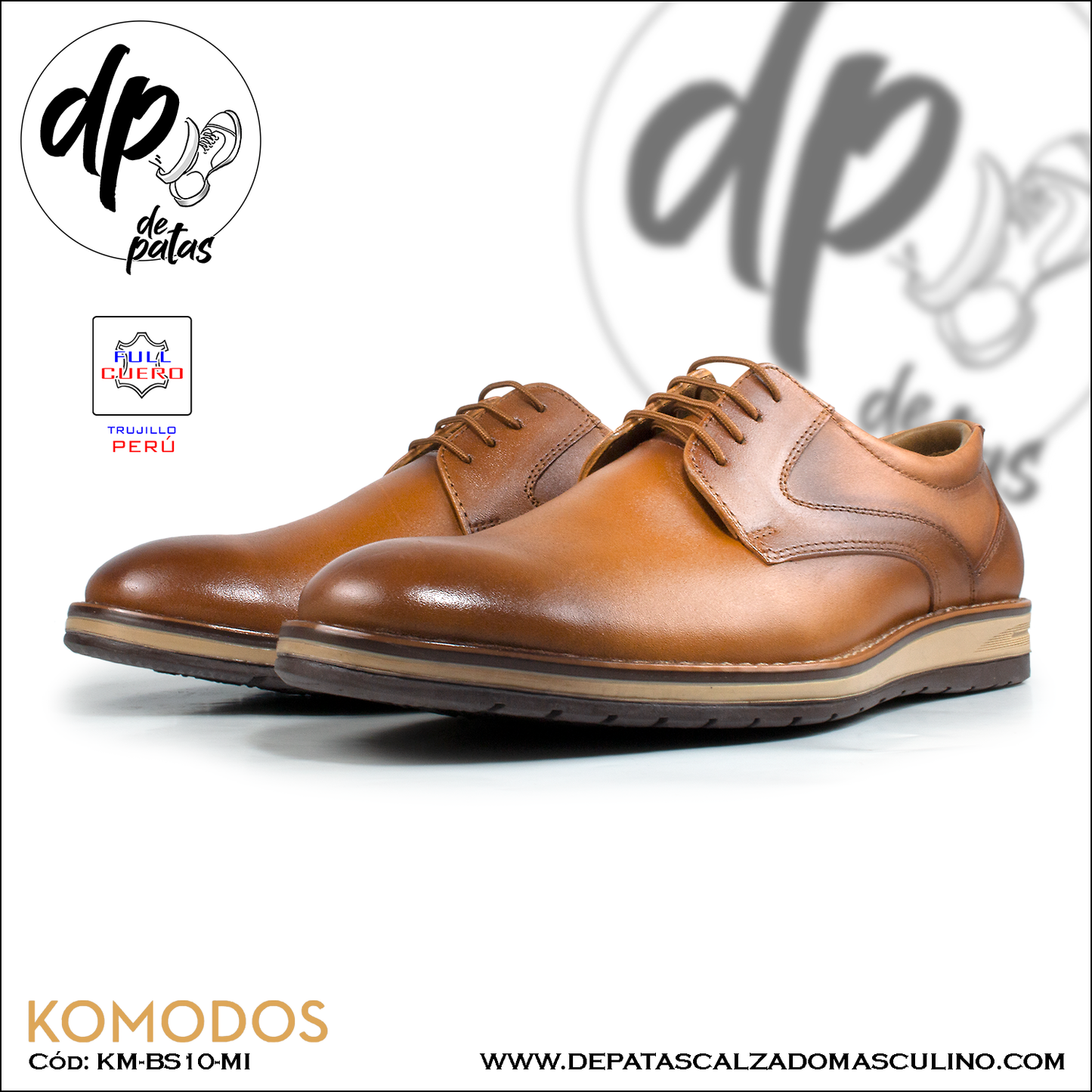 Calzado masculino, estilo casual, full cuero (KM-BS10MI) horma exacta