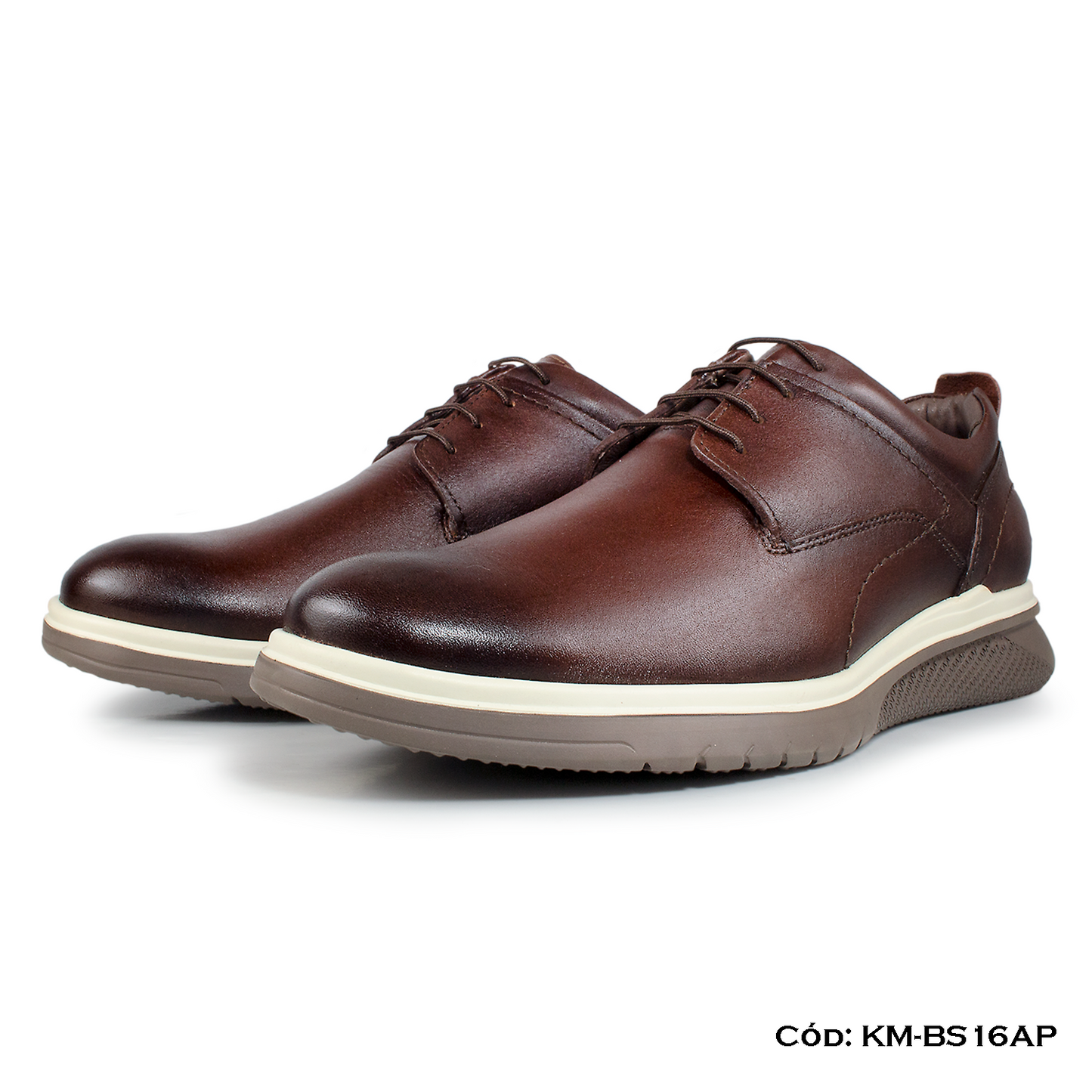 Derby Casual Cuero Natural Apache Suela Eva — Horma Exacta (KM-BS16AP)