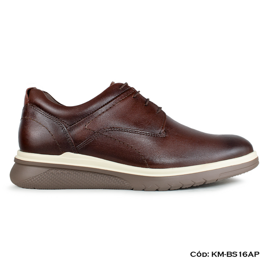 Derby Casual Cuero Natural Apache Suela Eva — Horma Exacta (KM-BS16AP)